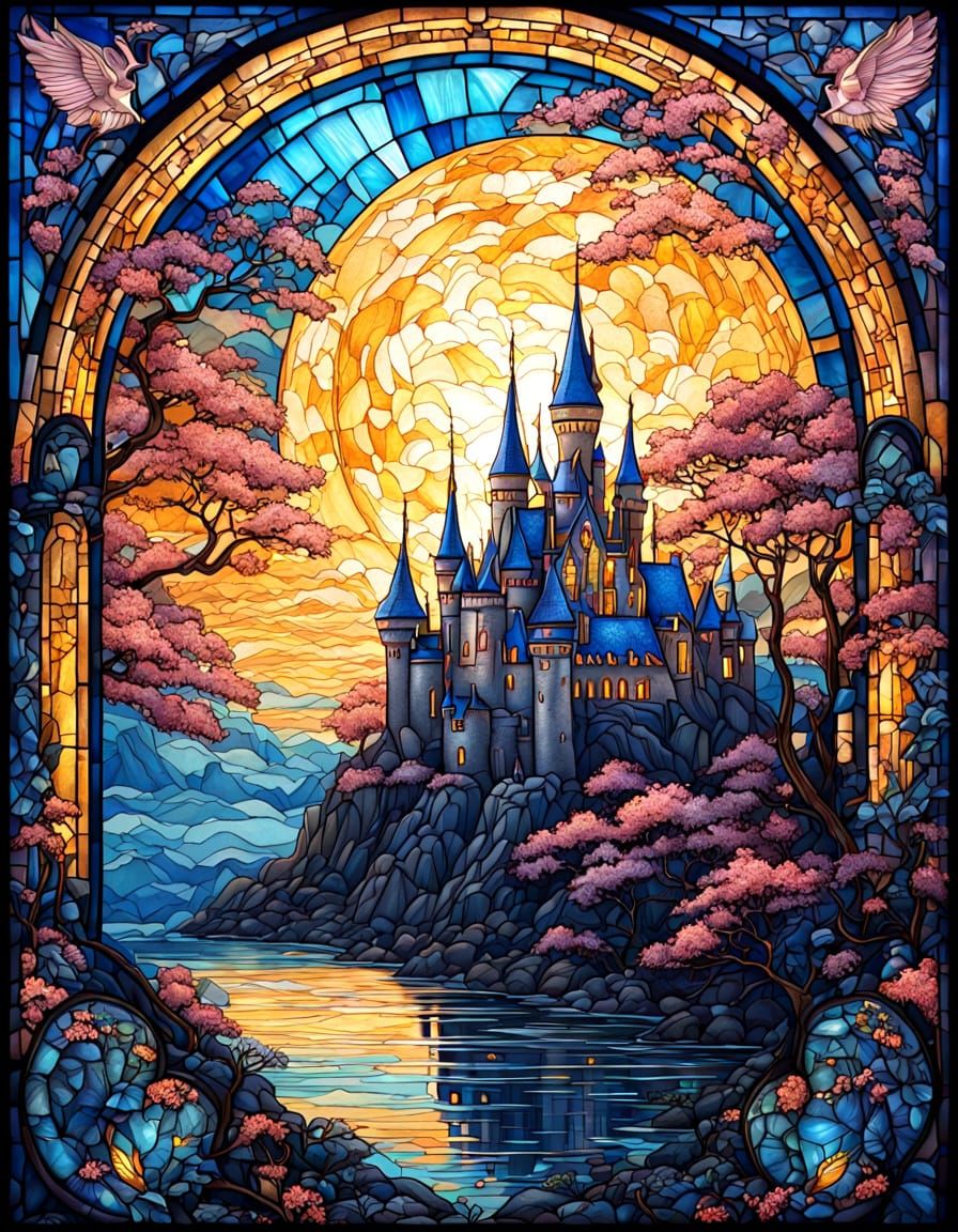 Dreamy Fairy Kingdom: Magical Castle Under Golden Moon