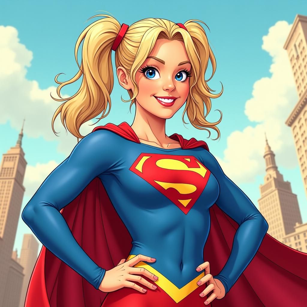 Baby Spice as Supergirl in Comic Book Style