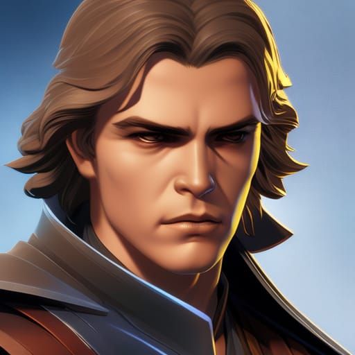 Anakin Skywalker with Double Lightsaber: Detailed Portrait