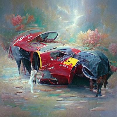 Ferrari in Oil Painting Style