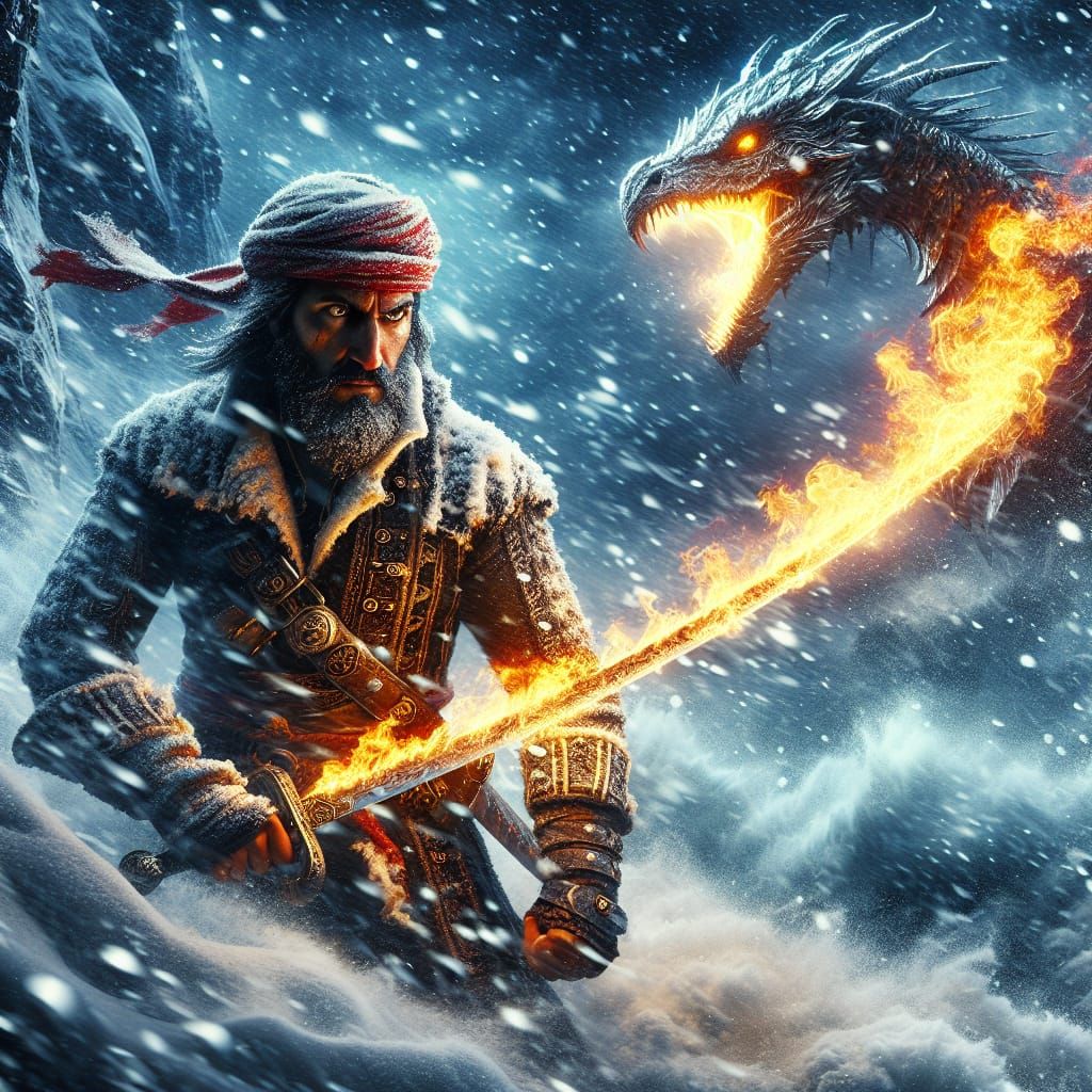 Fiery Pirate in Snowy Turmoil