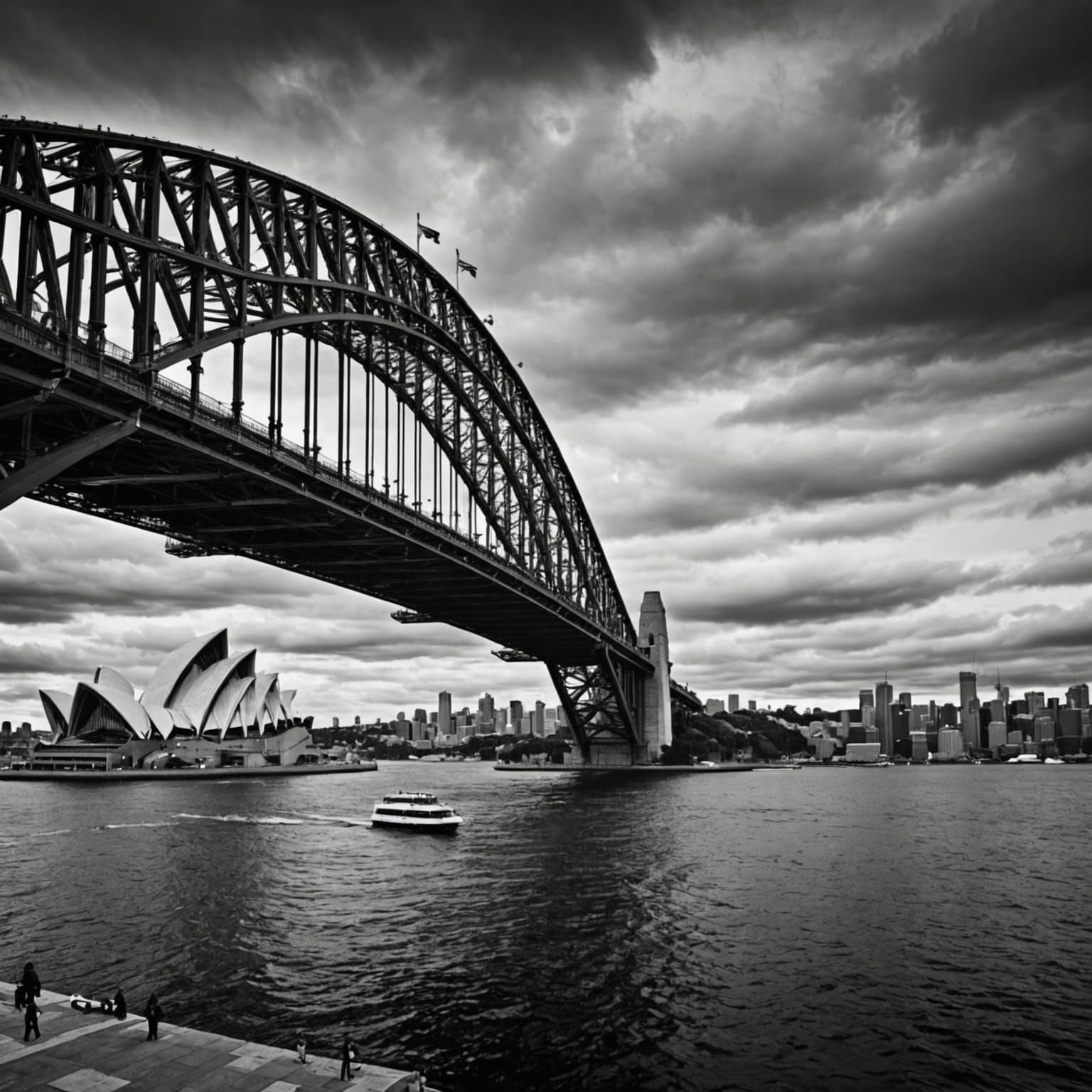 Sydney Harbour Bridge and Opera House in HDR