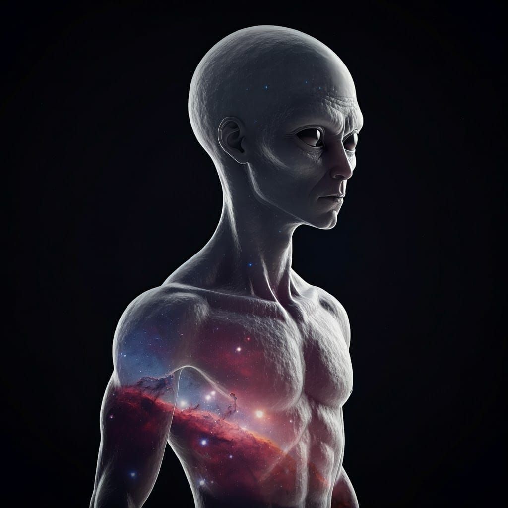 Ethereal Alien in Cosmic Double Exposure Style