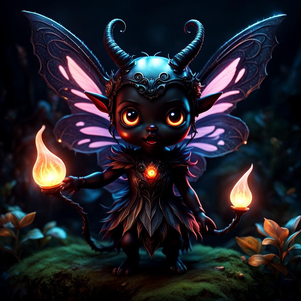 Terrifying Demon Casting Black Magic on Fairy