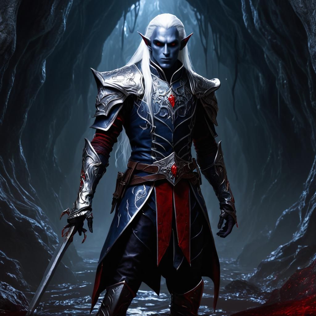 Dark Elf Rogue in Rococo Armor