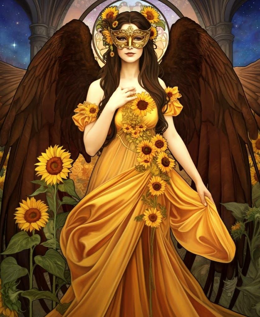 Art Nouveau Sunflower Angel