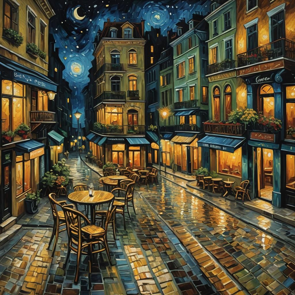 Cafe Terrace at Night: Van Gogh-Inspired Oil Painting