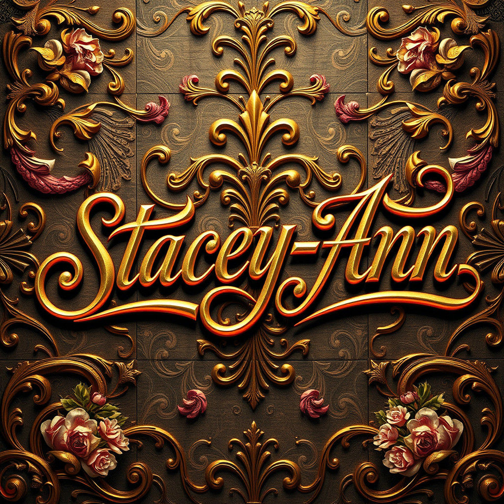 Golden 3D Lettering of 'Stacey-Ann' with Florals