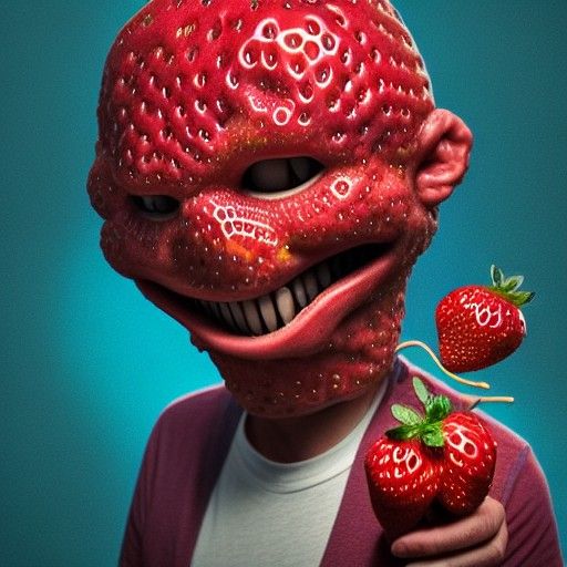 Hyperrealistic Strawberry Man Portrait