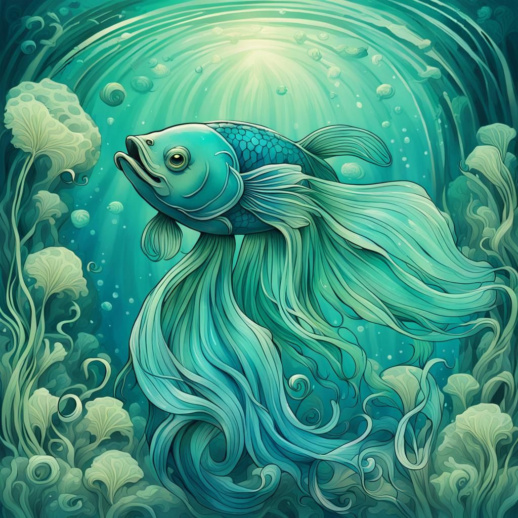 Pisces in Art Nouveau Comic Book Style