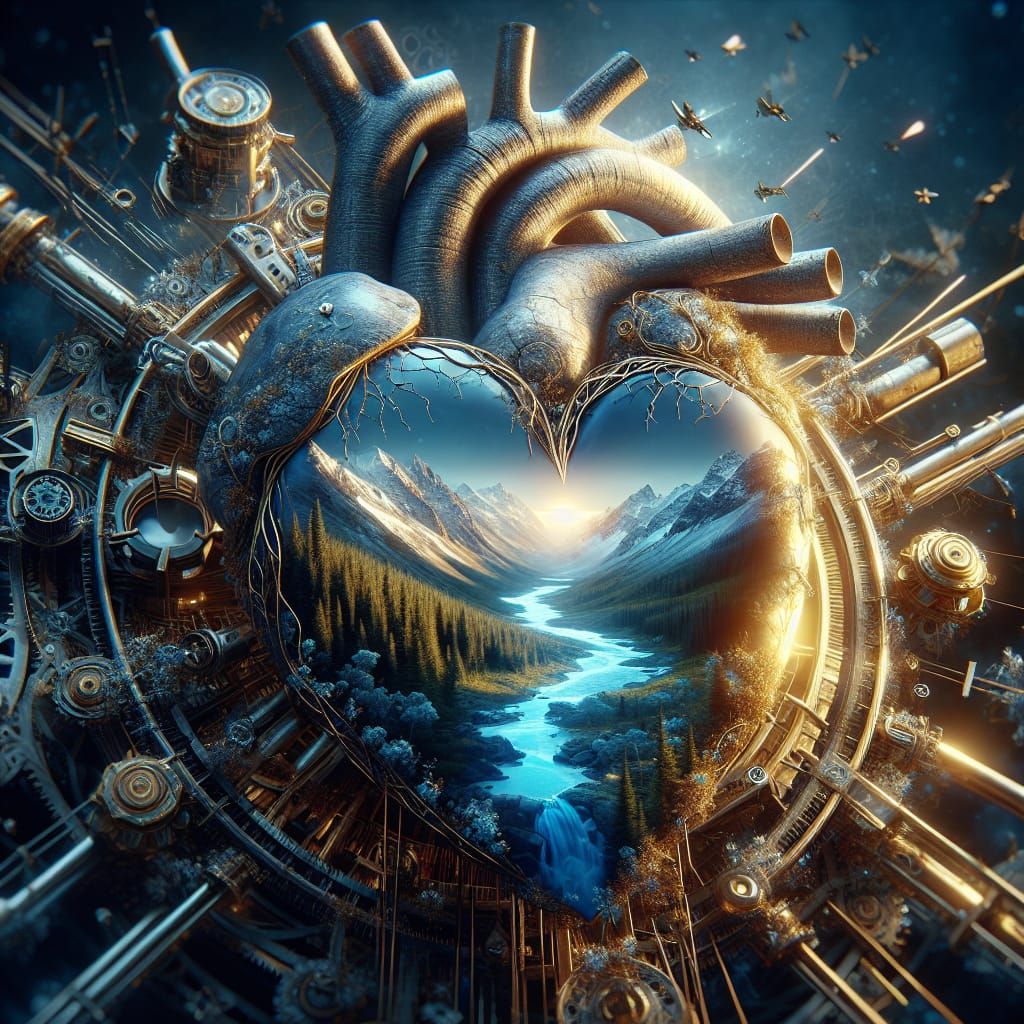 Broken Heart Wilderness: Double Exposure in Sci-Fi Style