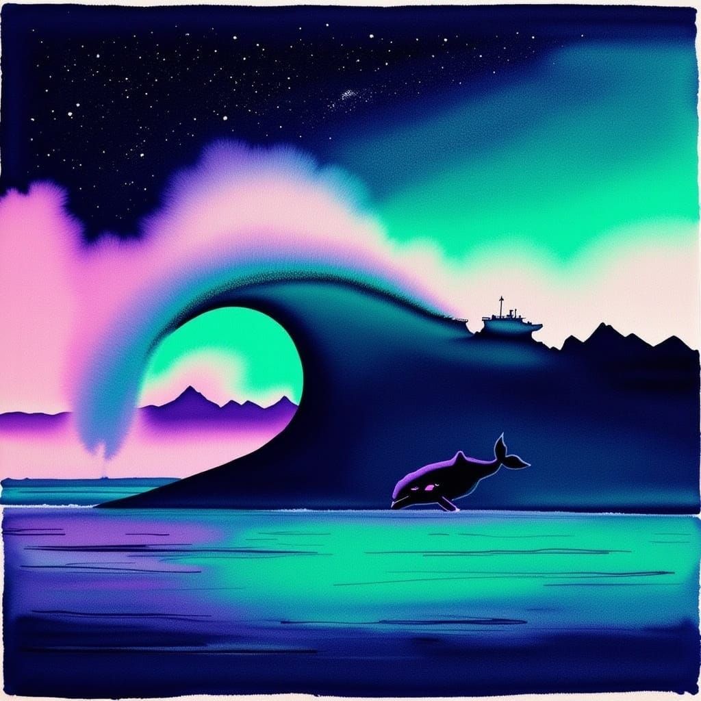 Killer Whale Surfing a Tidal Wave in Space