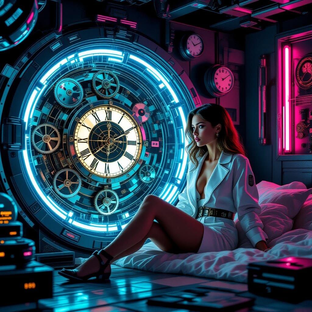 Time Traveler's Room in Cyberpunk Style
