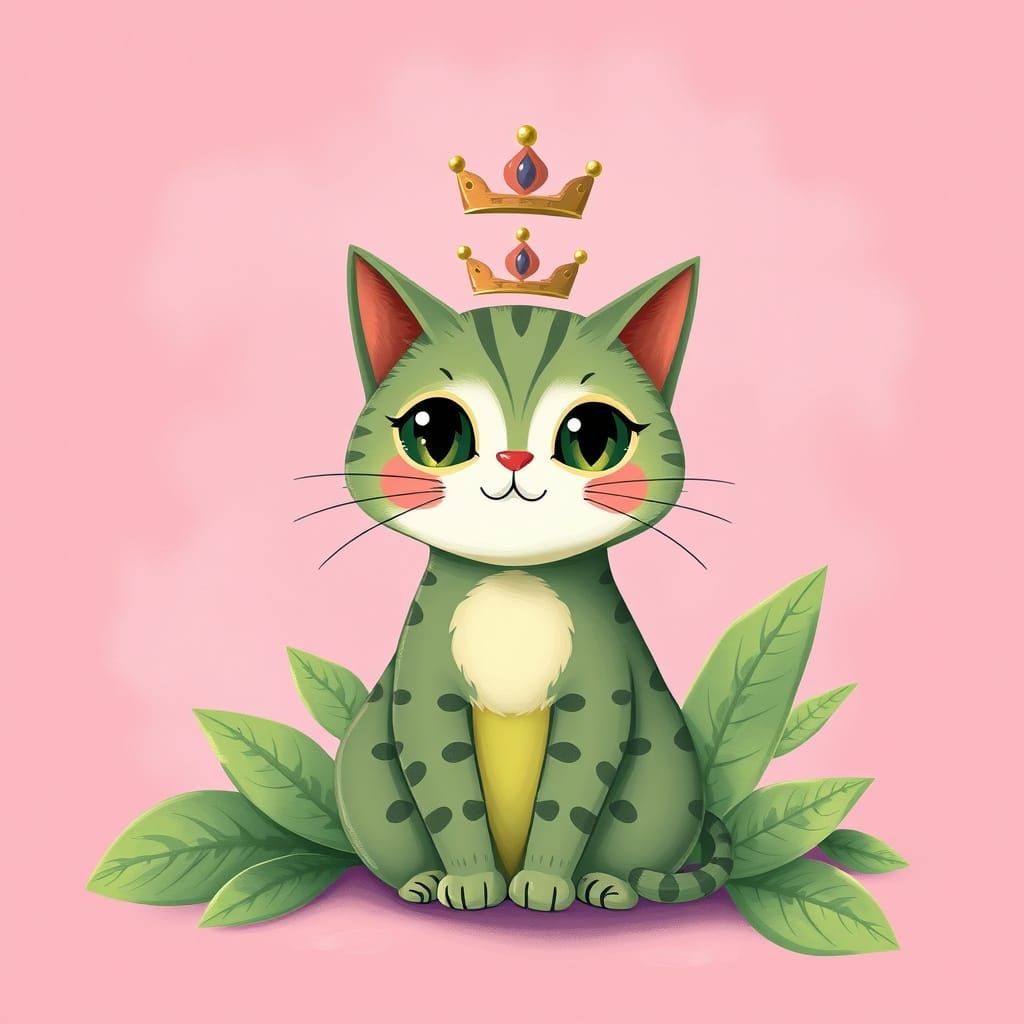 Whimsical Avocado Cat in Dreamy, Fantastical Style