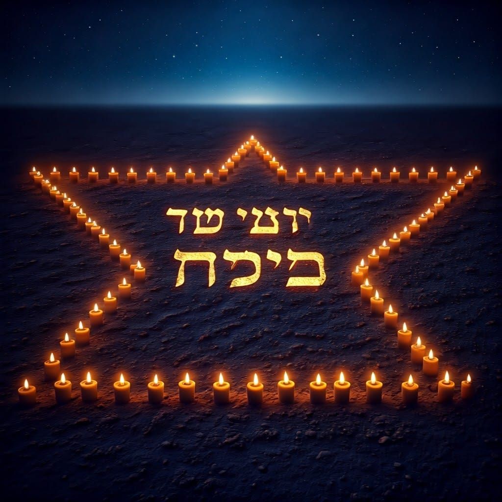 Majestic Star of David Under Starry Night Sky with Dancing C...