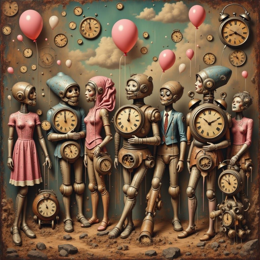 Vintage 1930s Science Fiction Robots Dance Party