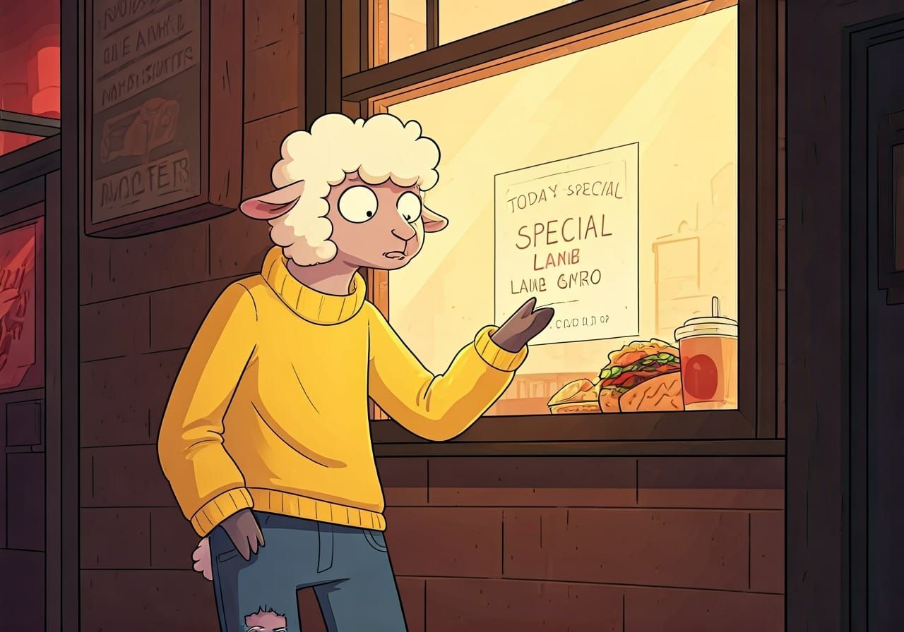 Anxious Lamb and the Lamb Gyro Special