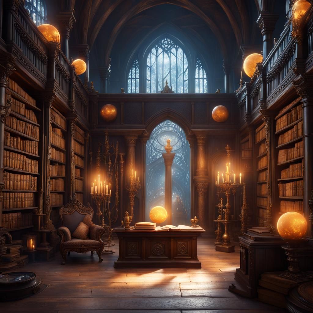 Ancient Library With Mage: Fantasy Concept Art