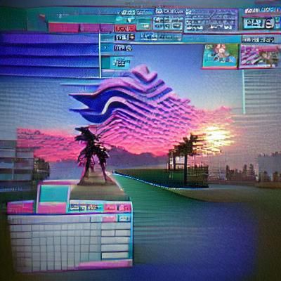 Vaporwave Sunset with Neon Colors