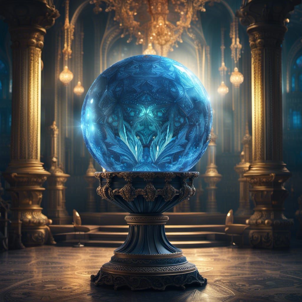 Glowing Crystal Ball on Ornate Pedestal