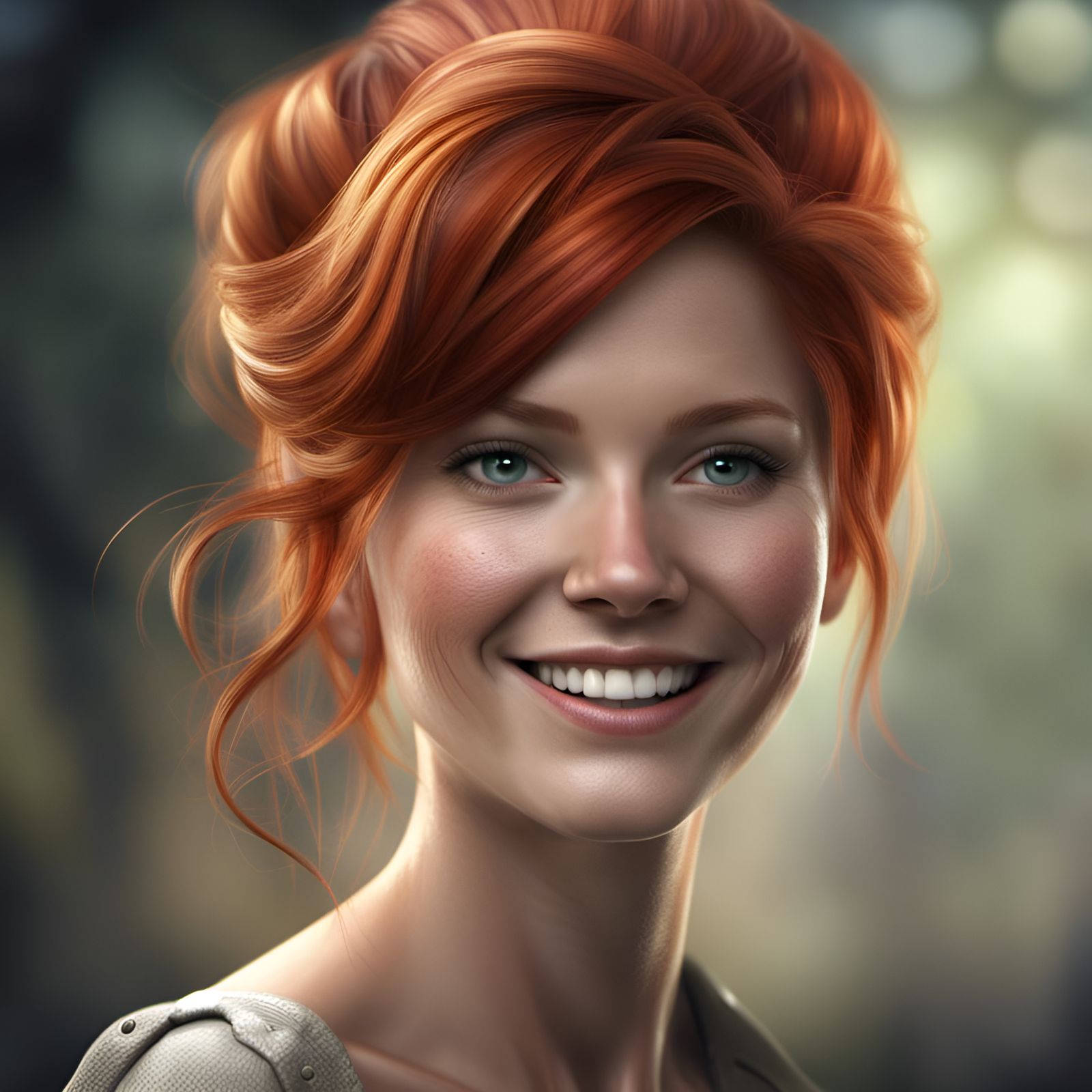Red-Haired Woman with Beehive Hairdo Portrait