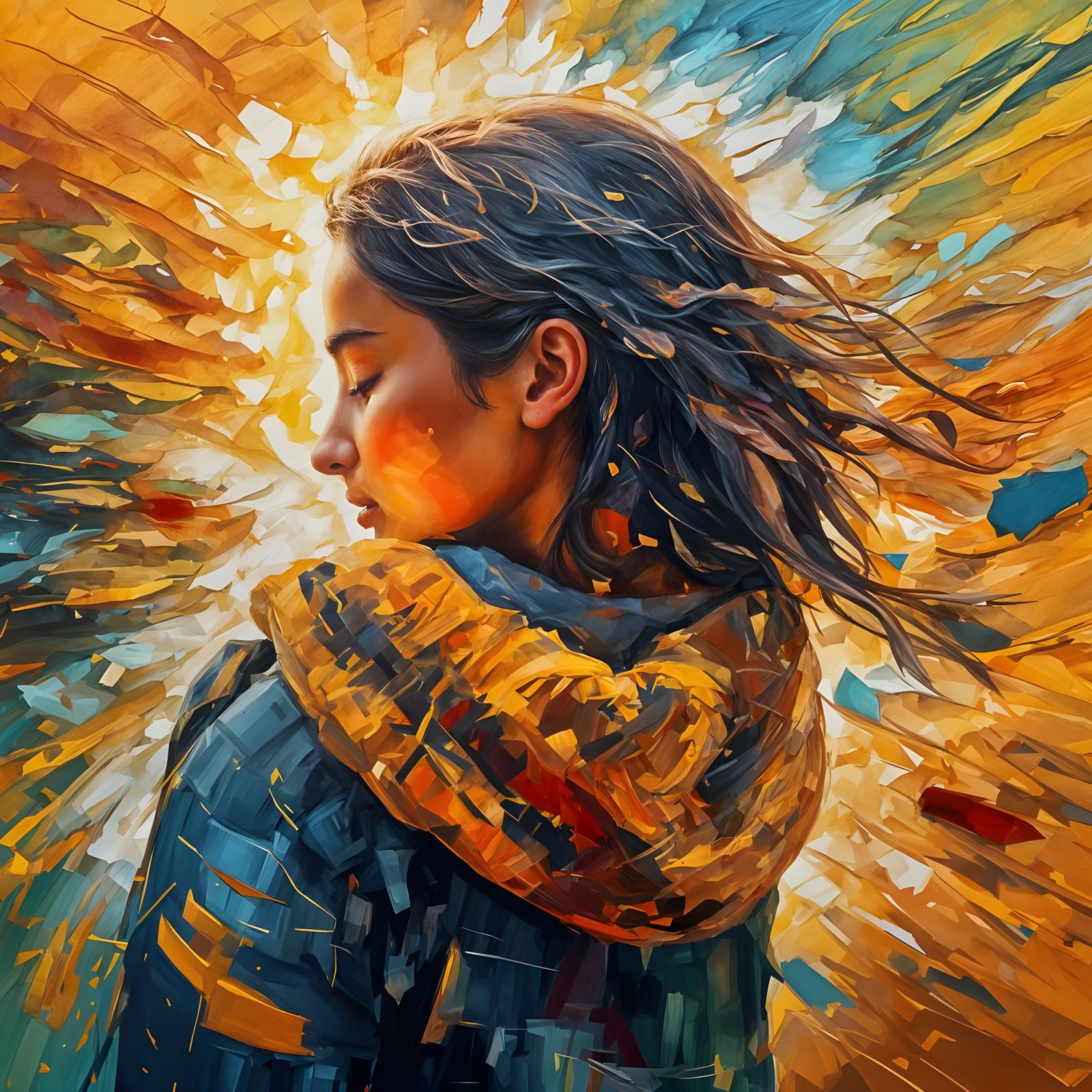 Abstract Color Field Painting of Vibrant Life