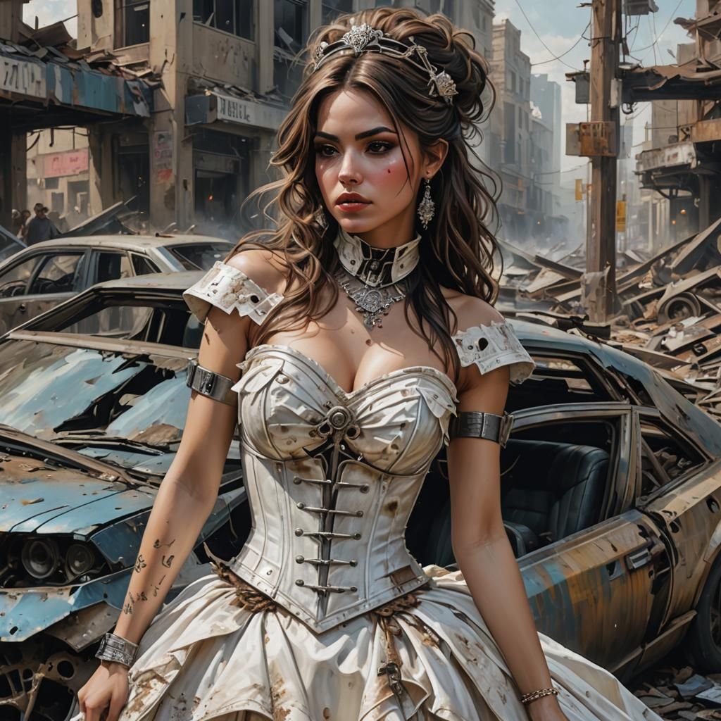 Post-Apocalyptic Punk Leader in Hyper-Detailed Acrylic Paint...