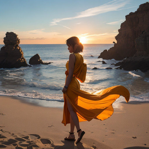 Stunning Golden-Hour Waves Meet Chibi Monk and Cartoon Frog...