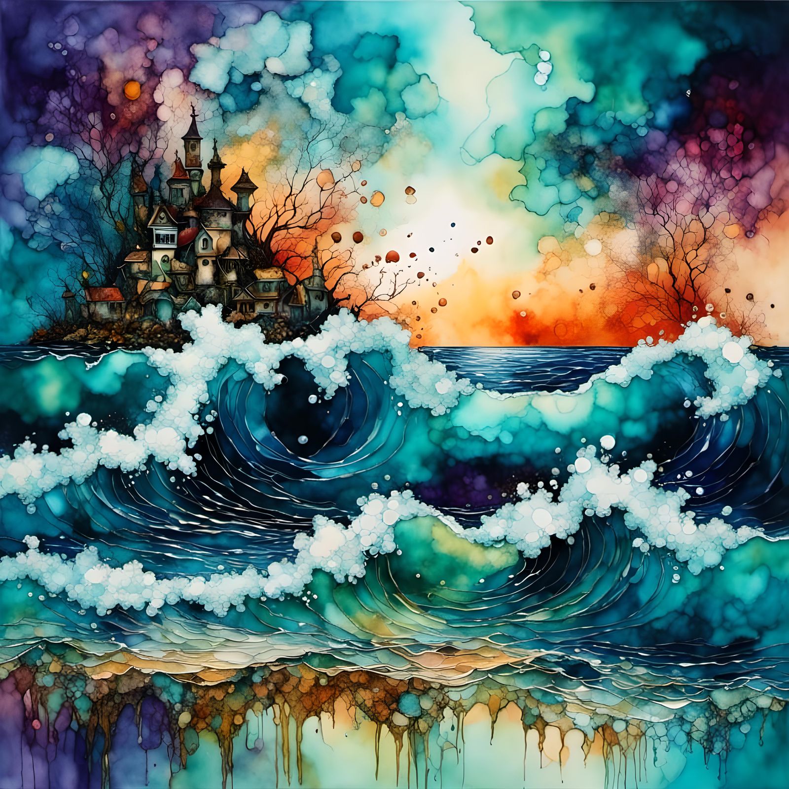 <lora:Inkwell:1.0> enigmatic fantasy oceanscape