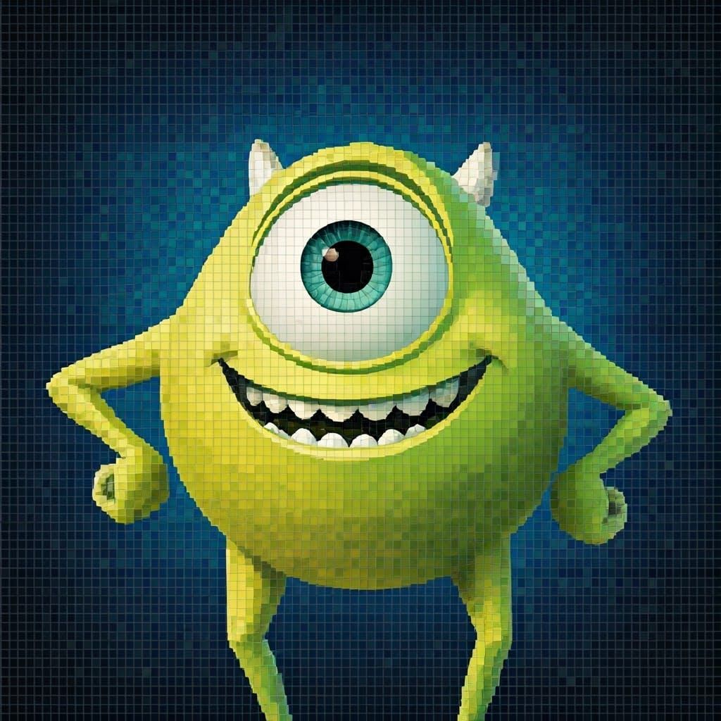 Mosaic Art of Mike Wazowski from Monsters Inc.