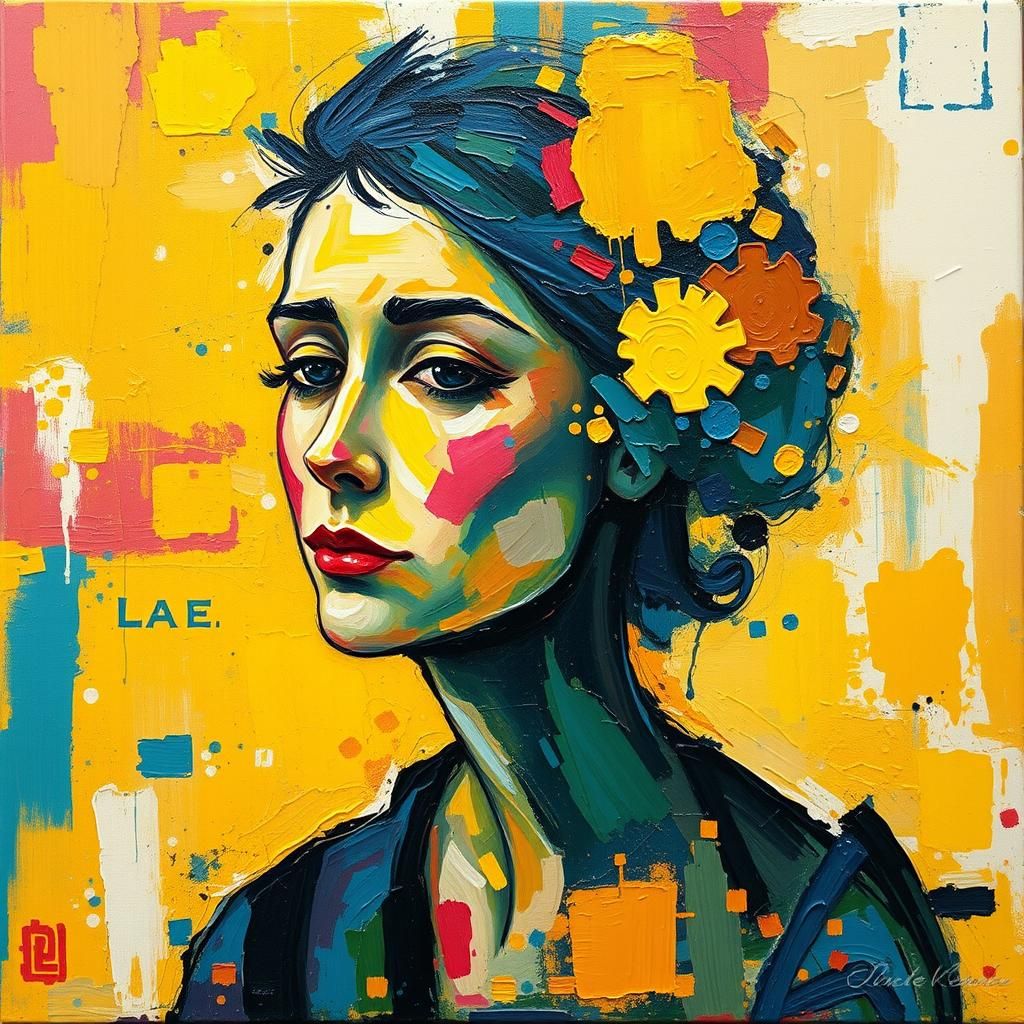 Colorful Expressionist Oil Painting with Thick Impasto Textu...