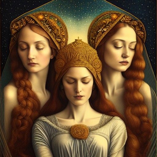 Renaissance Portrait of The Three Fates Weaving