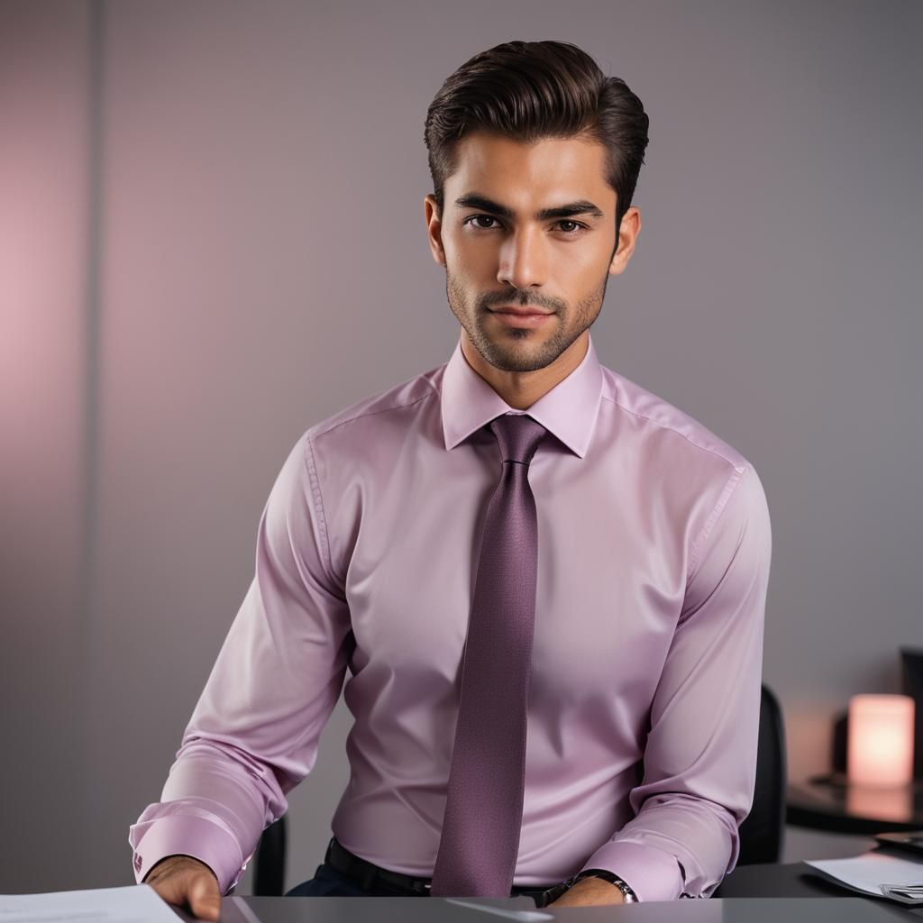 Smirking Man with See-Through Chest in Corporate Portrait
