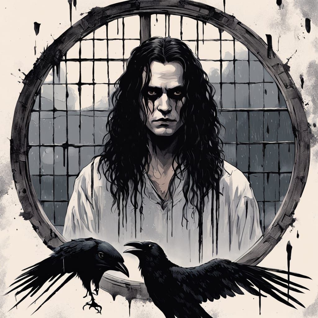 Sad Eric Draven Sketch in Pouring Rain