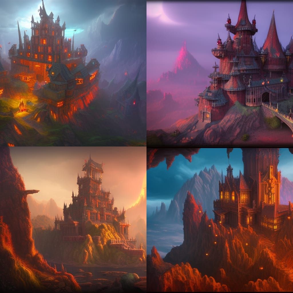 Detailed Demon Castle Concept Art