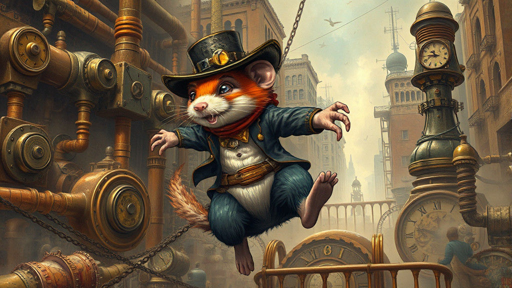 Steampunk Cowboy Ferret in Clockwork City
