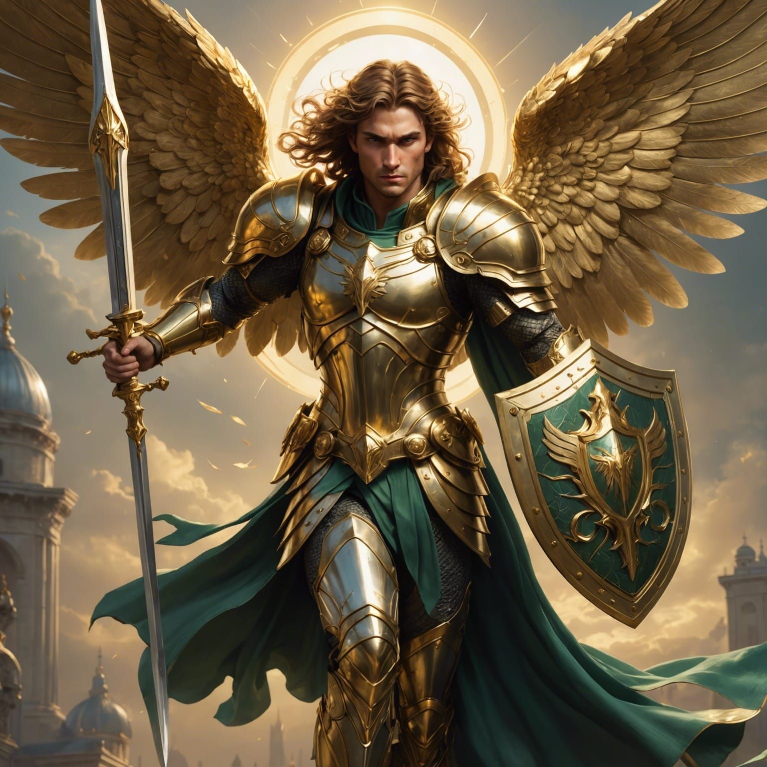 Archangel Raphael in Golden Armor Concept Art