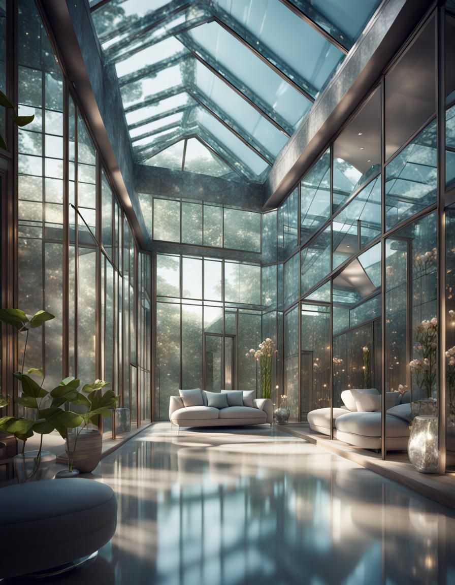 Gem-Encrusted Glass House in High-Quality CGI