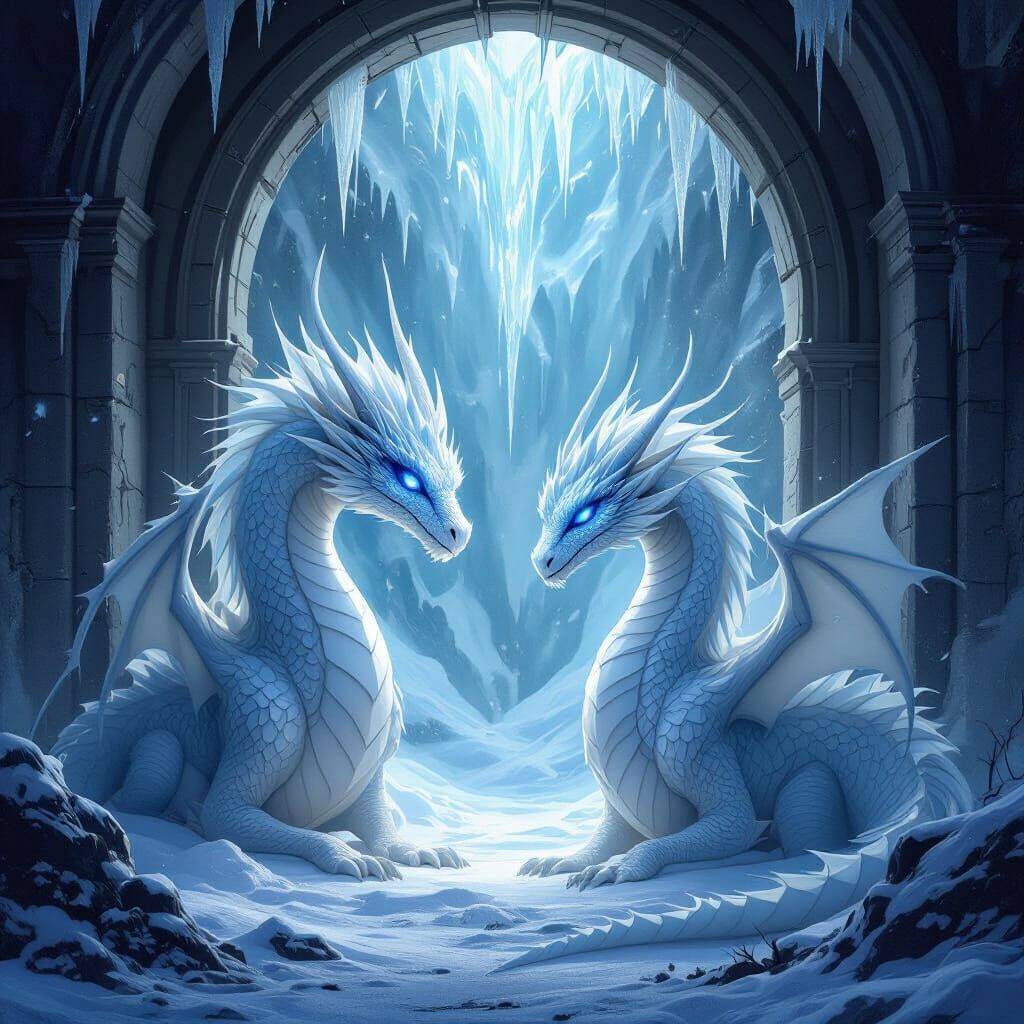 Celestial Ice Dragons Born Before Ancient Doorway