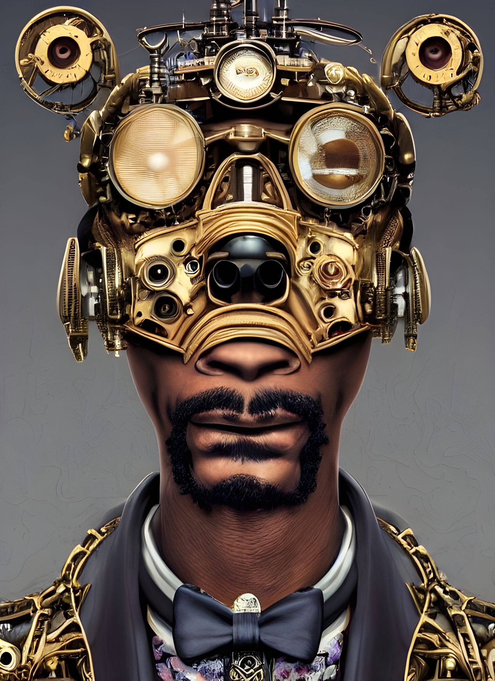 Steampunk Robot Snoop Dogg Portrait