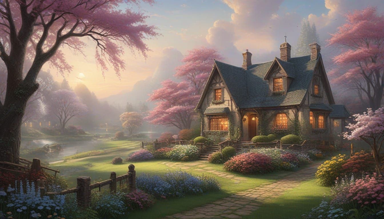 Ethereal Spring Summary in Fantasy Landscape