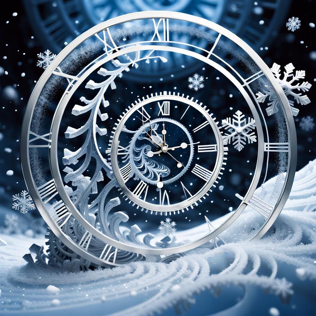 Surreal Clockwork Snowflakes in 3D Space