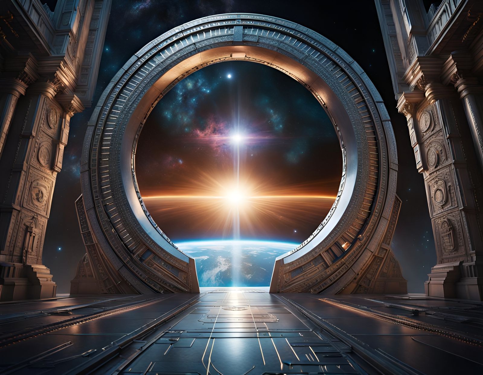 Stargate Wormhole in Distant Galaxy: Hyper-Realistic Photo