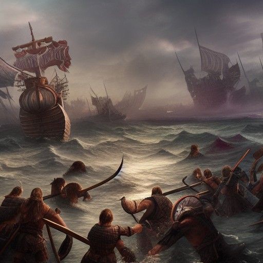 Vikings Clash with Sailors in a Detailed Matte Painting
