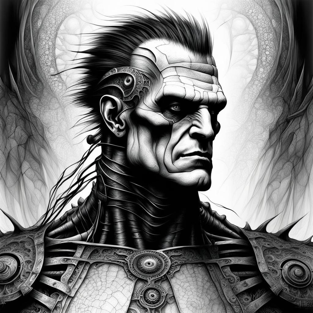 Luis Royo Style Frankenstein with Fractal Elements
