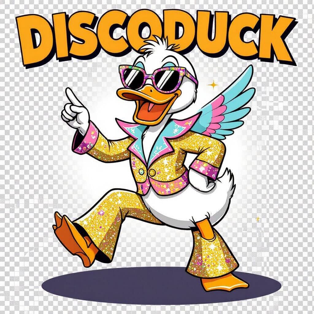 DiscoDuck: Funky Cartoon Duck in 1970s Style