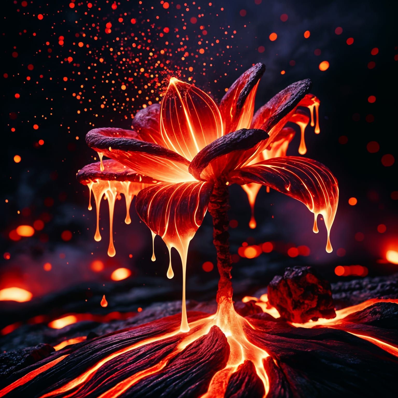 Fiery Lava Flower in Bloom