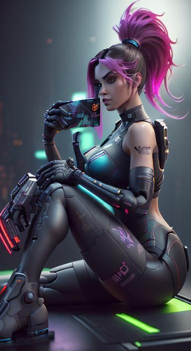 Anime Girl: Nintendo Switch as Cyberpunk Character