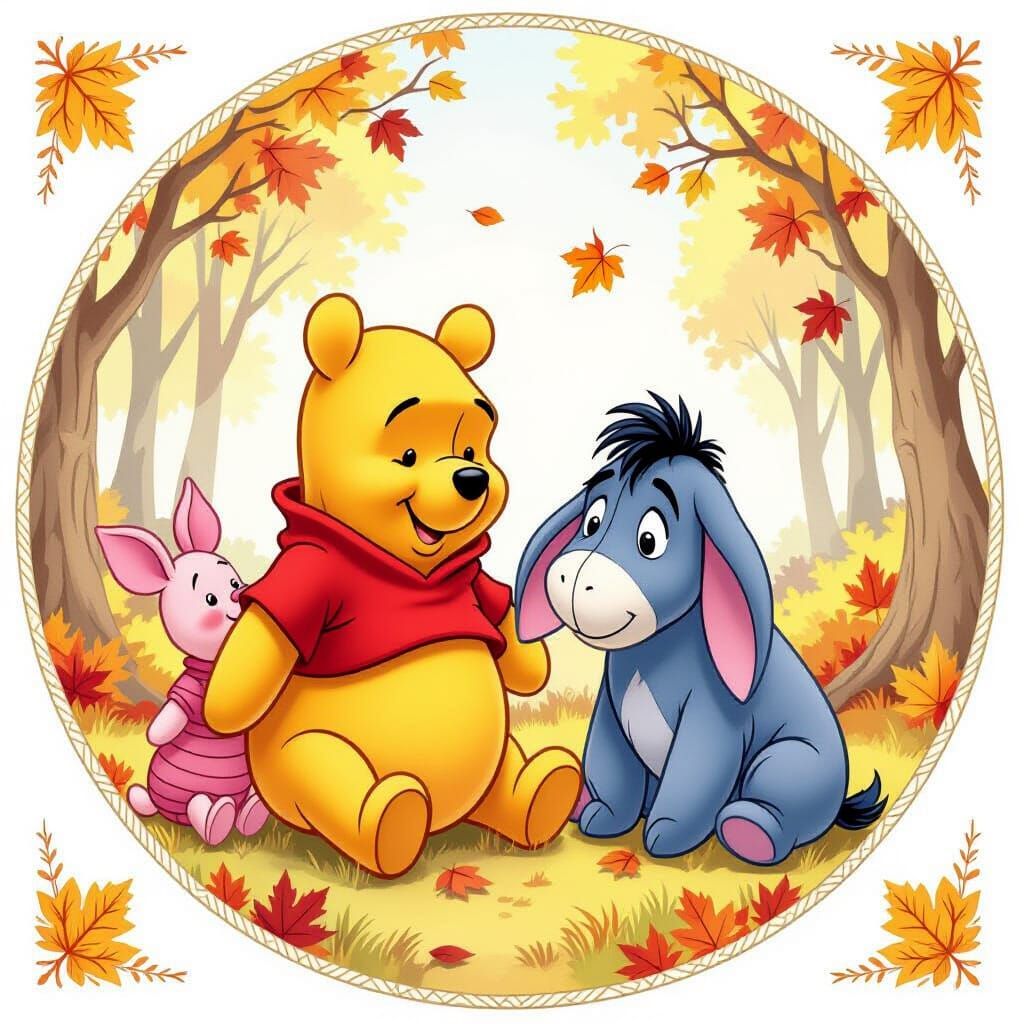 Winnie The Pooh Autumn Watercolour Art