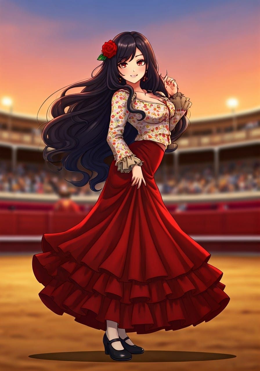 Vibrant Anime Flamenco Dancer 2024 Style